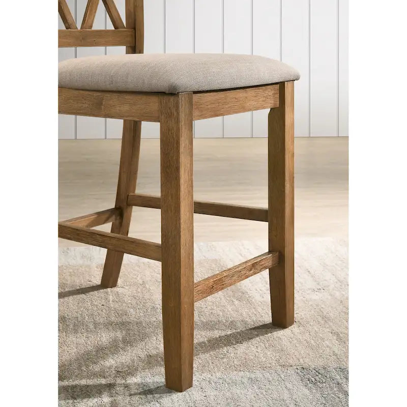 Ensemble de salle à manger hauteur comptoir, ensemble de table de salle à manger ronde 5 pièces avec table ronde et 4 chaises de salle à manger rembourrées