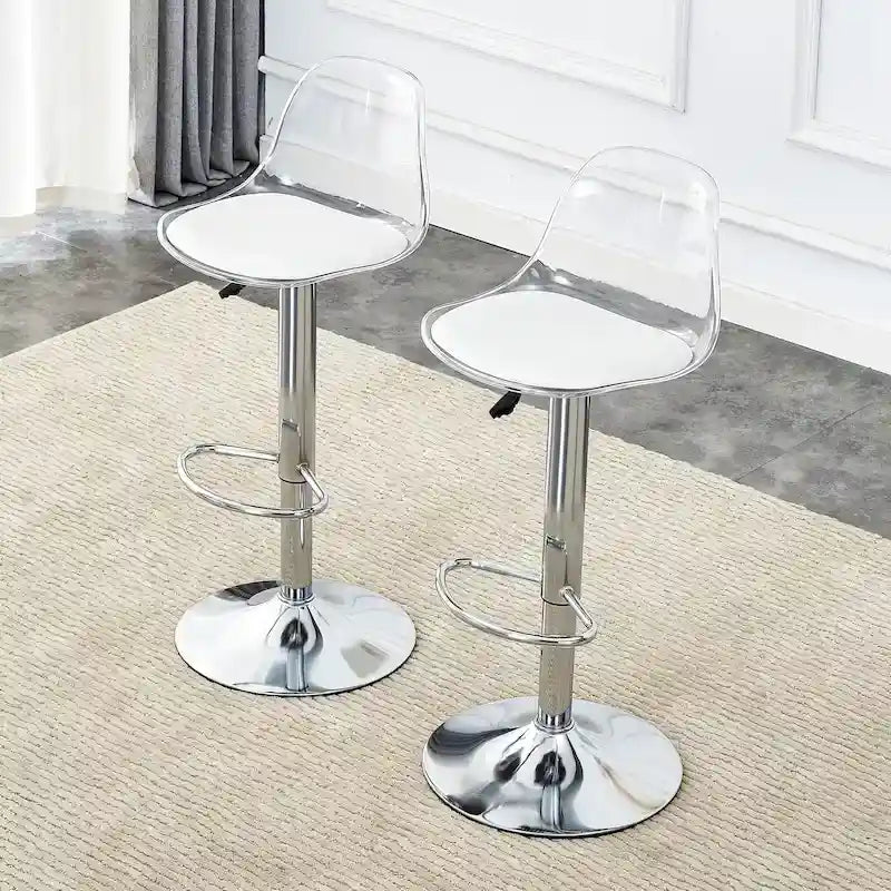 Lot de 2 tabourets de bar pivotants, tabourets de bar hauteur comptoir avec dossier, chaises de salle à manger avec repose-pieds et sièges en PU
