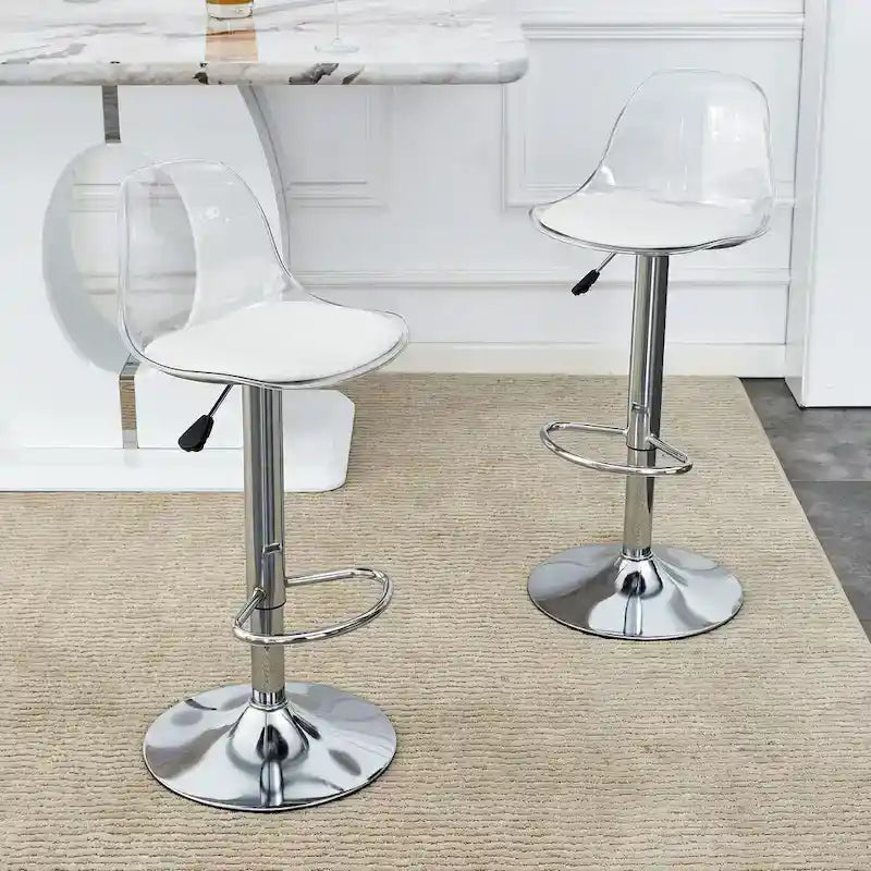 Lot de 2 tabourets de bar pivotants, tabourets de bar hauteur comptoir avec dossier, chaises de salle à manger avec repose-pieds et sièges en PU