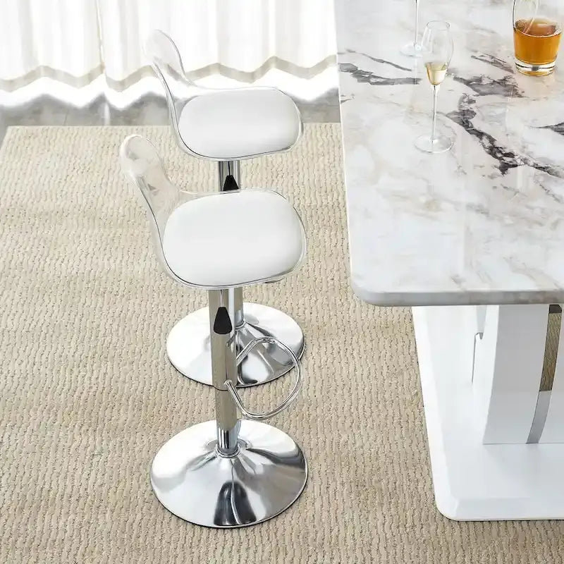 Lot de 2 tabourets de bar pivotants, tabourets de bar hauteur comptoir avec dossier, chaises de salle à manger avec repose-pieds et sièges en PU