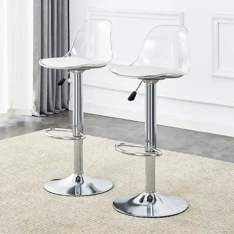 Lot de 2 tabourets de bar pivotants, tabourets de bar hauteur comptoir avec dossier, chaises de salle à manger avec repose-pieds et sièges en PU
