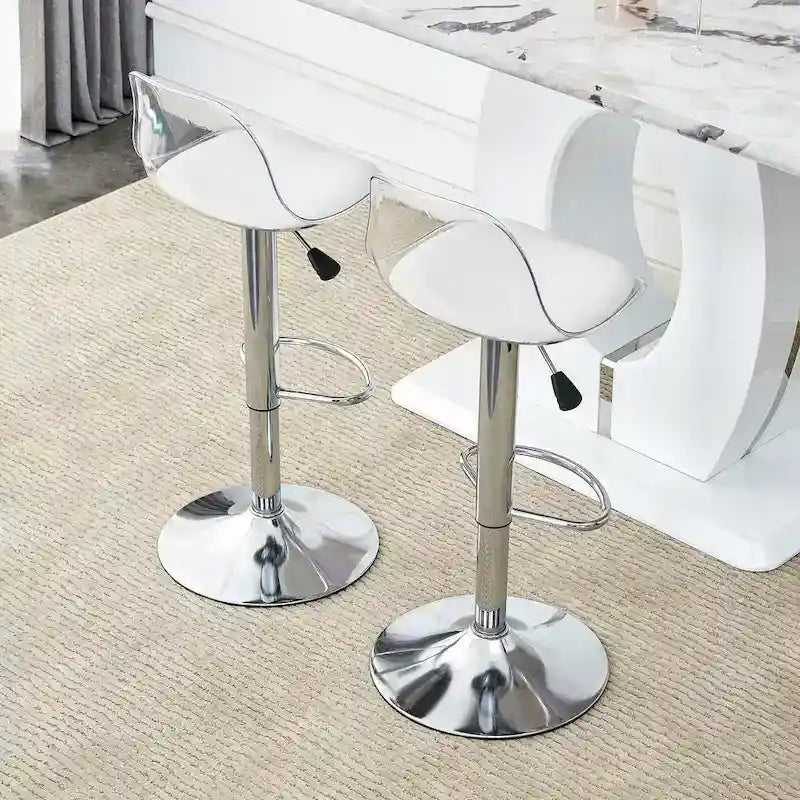 Lot de 2 tabourets de bar pivotants, tabourets de bar hauteur comptoir avec dossier, chaises de salle à manger avec repose-pieds et sièges en PU
