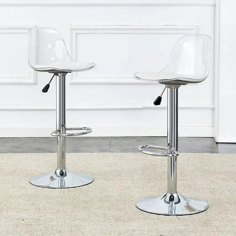 Lot de 2 tabourets de bar pivotants, tabourets de bar hauteur comptoir avec dossier, chaises de salle à manger avec repose-pieds et sièges en PU
