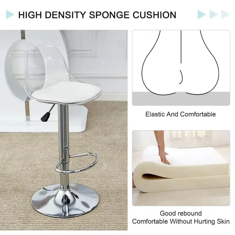 Lot de 2 tabourets de bar pivotants, tabourets de bar hauteur comptoir avec dossier, chaises de salle à manger avec repose-pieds et sièges en PU