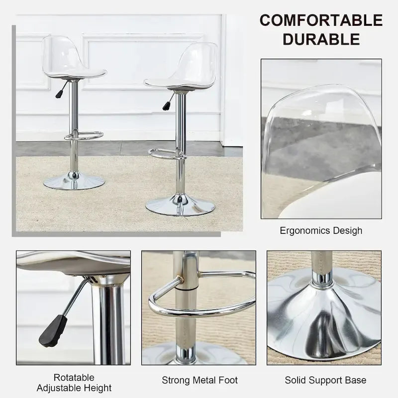 Lot de 2 tabourets de bar pivotants, tabourets de bar hauteur comptoir avec dossier, chaises de salle à manger avec repose-pieds et sièges en PU