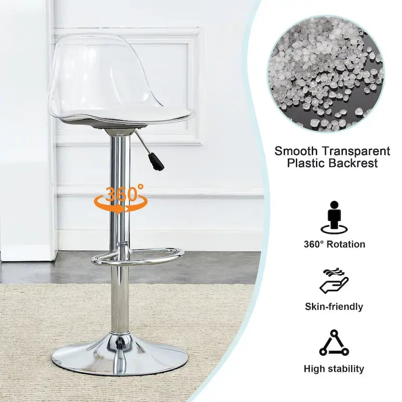Lot de 2 tabourets de bar pivotants, tabourets de bar hauteur comptoir avec dossier, chaises de salle à manger avec repose-pieds et sièges en PU