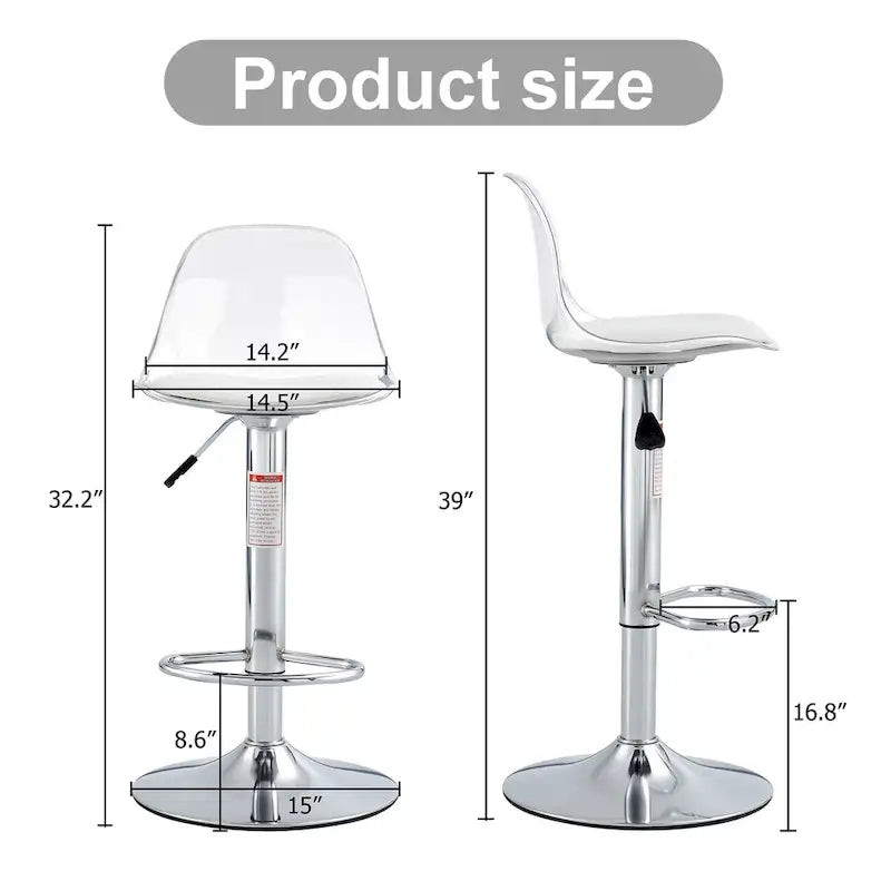 Lot de 2 tabourets de bar pivotants, tabourets de bar hauteur comptoir avec dossier, chaises de salle à manger avec repose-pieds et sièges en PU