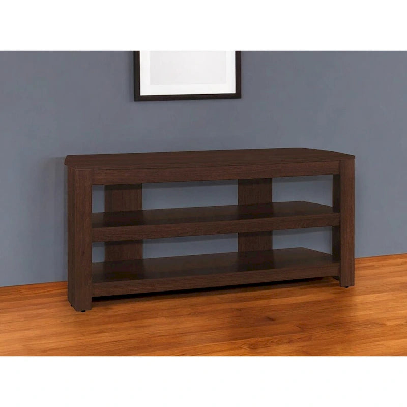 Meuble TV en bois marron foncé de 42 pouces avec étagères ouvertes pour téléviseurs de 55 pouces, console média pour salon - 19.75H x 15.5W x 42L