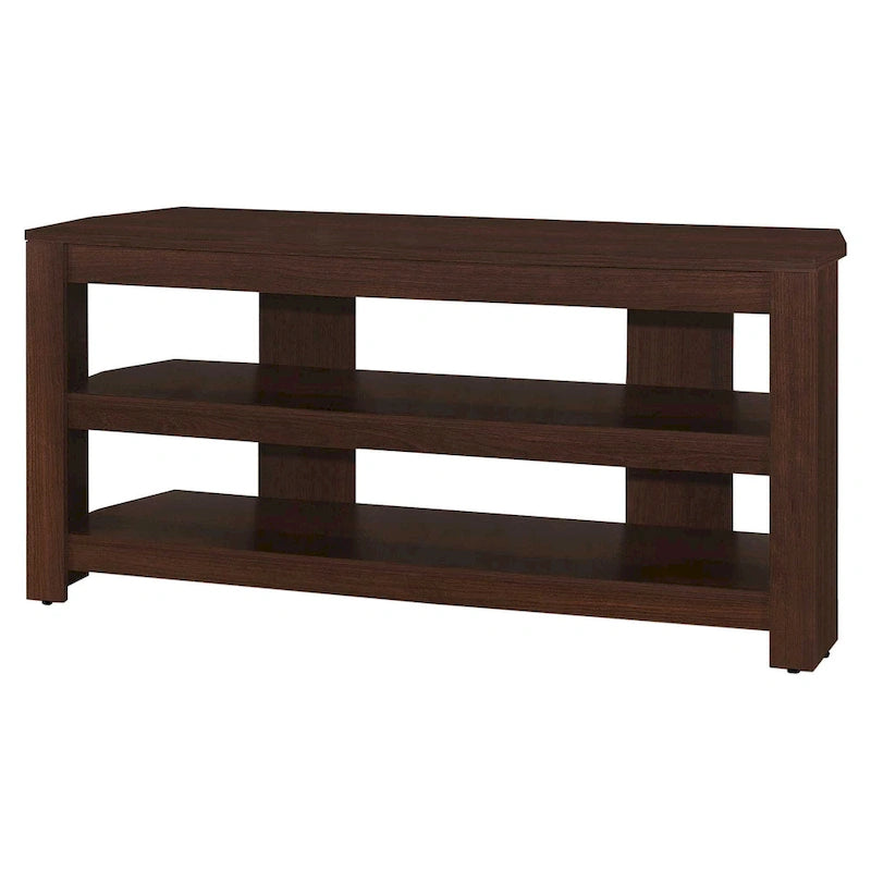 Meuble TV en bois marron foncé de 42 pouces avec étagères ouvertes pour téléviseurs de 55 pouces, console média pour salon - 19.75H x 15.5W x 42L