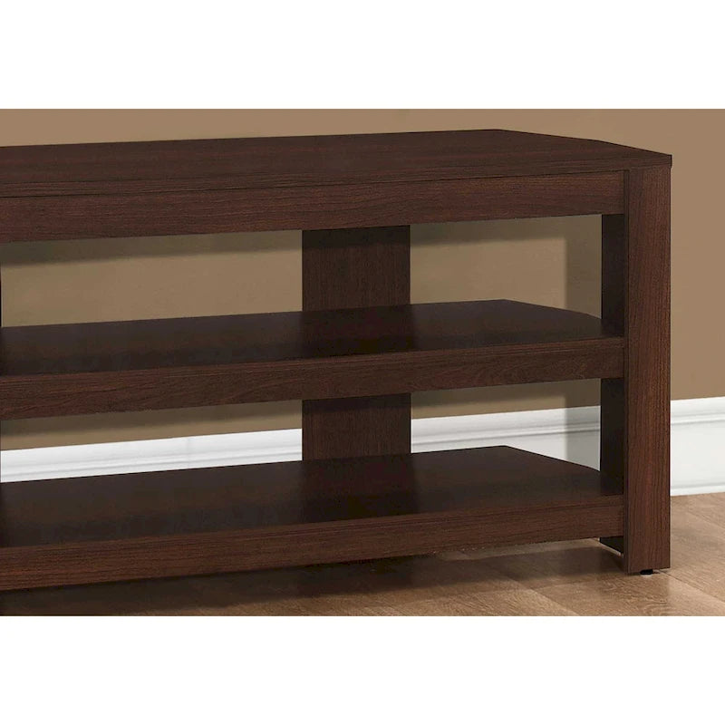 Meuble TV en bois marron foncé de 42 pouces avec étagères ouvertes pour téléviseurs de 55 pouces, console média pour salon - 19.75H x 15.5W x 42L