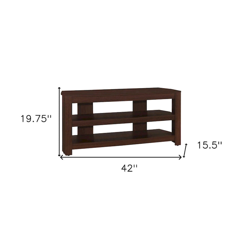 Meuble TV en bois marron foncé de 42 pouces avec étagères ouvertes pour téléviseurs de 55 pouces, console média pour salon - 19.75H x 15.5W x 42L