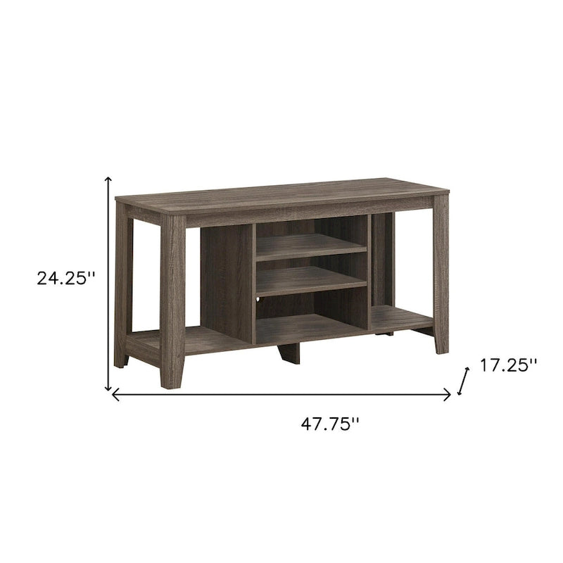 Meuble TV contemporain en bois avec rangement ouvert – Meuble de divertissement de 48 pouces pour écrans de 55 pouces – 24,25 H x 17,25 L x 47,75 P