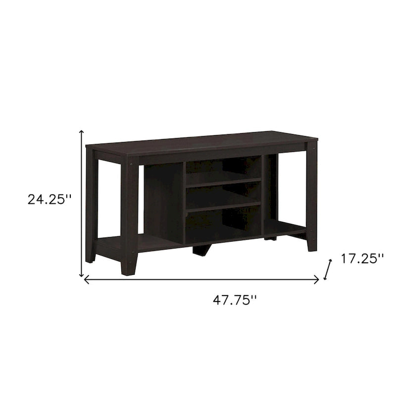 Meuble TV contemporain en bois avec rangement ouvert – Meuble de divertissement de 48 pouces pour écrans de 55 pouces – 24,25 H x 17,25 L x 47,75 P