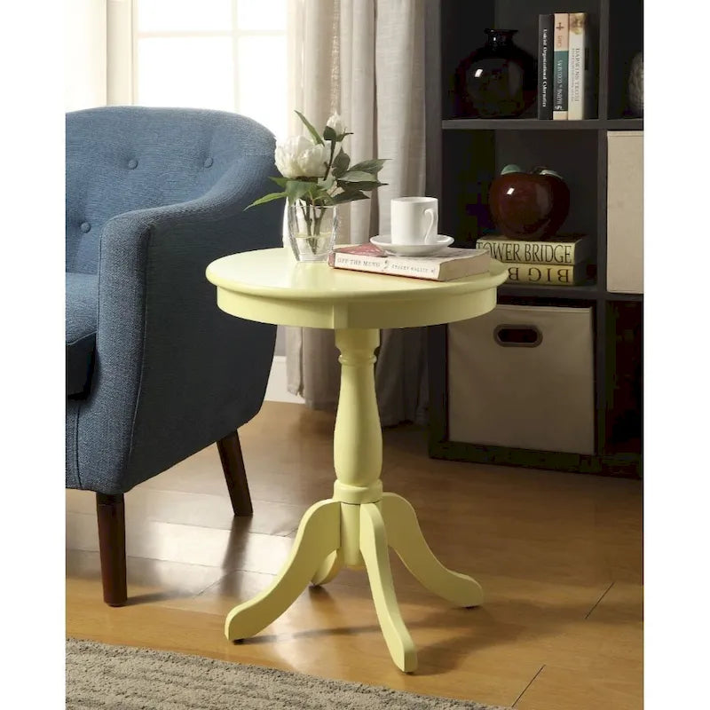 Table d'appoint ou de bout ronde sur pied en bois de 22 po de hauteur avec finition mate pour le salon ou la chambre à coucher - 18L x 18W x 22H
