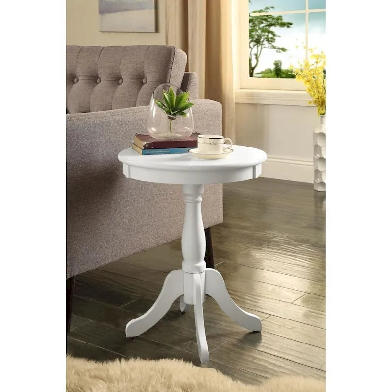 Table d'appoint ou de bout ronde sur pied en bois de 22 po de hauteur avec finition mate pour le salon ou la chambre à coucher - 18L x 18W x 22H