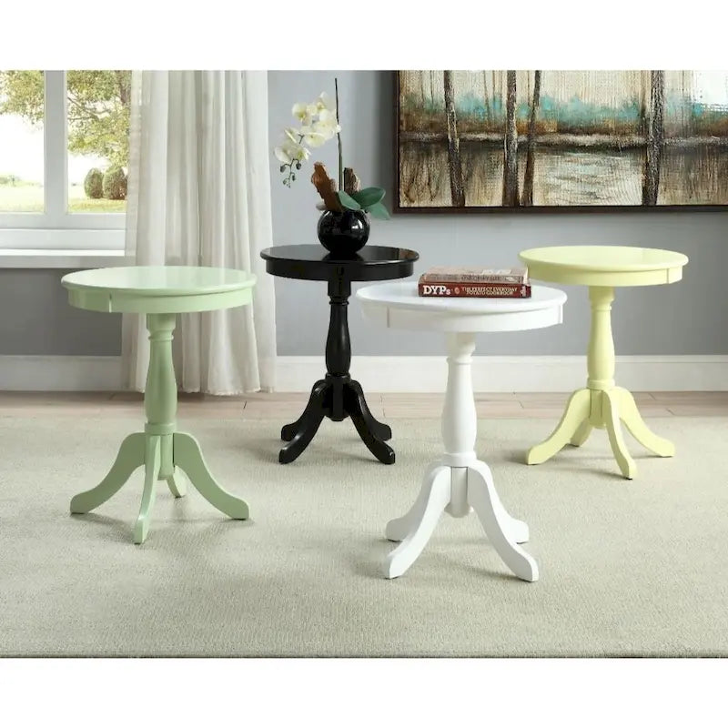 Table d'appoint ou de bout ronde sur pied en bois de 22 po de hauteur avec finition mate pour le salon ou la chambre à coucher - 18L x 18W x 22H