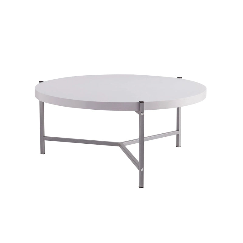 Table basse ronde moderne de 36,5 po avec plateau en bois et base élégante en acier inoxydable pour salon - 36,5L x 36,5W x 16,5H