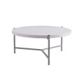 Table basse ronde moderne de 36,5 po avec plateau en bois et base élégante en acier inoxydable pour salon - 36,5L x 36,5W x 16,5H