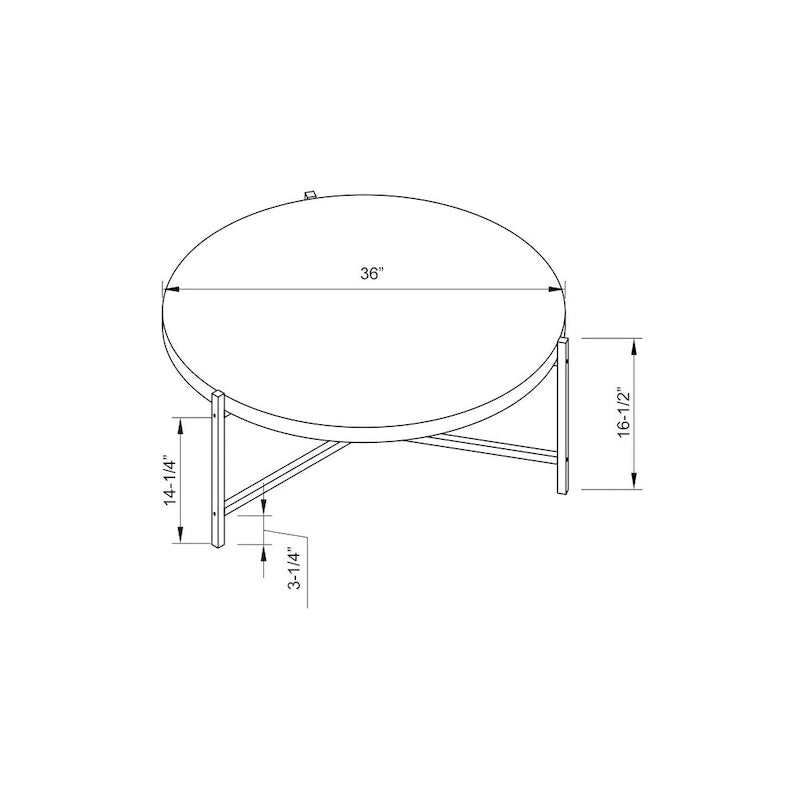 Table basse ronde moderne de 36,5 po avec plateau en bois et base élégante en acier inoxydable pour salon - 36,5L x 36,5W x 16,5H
