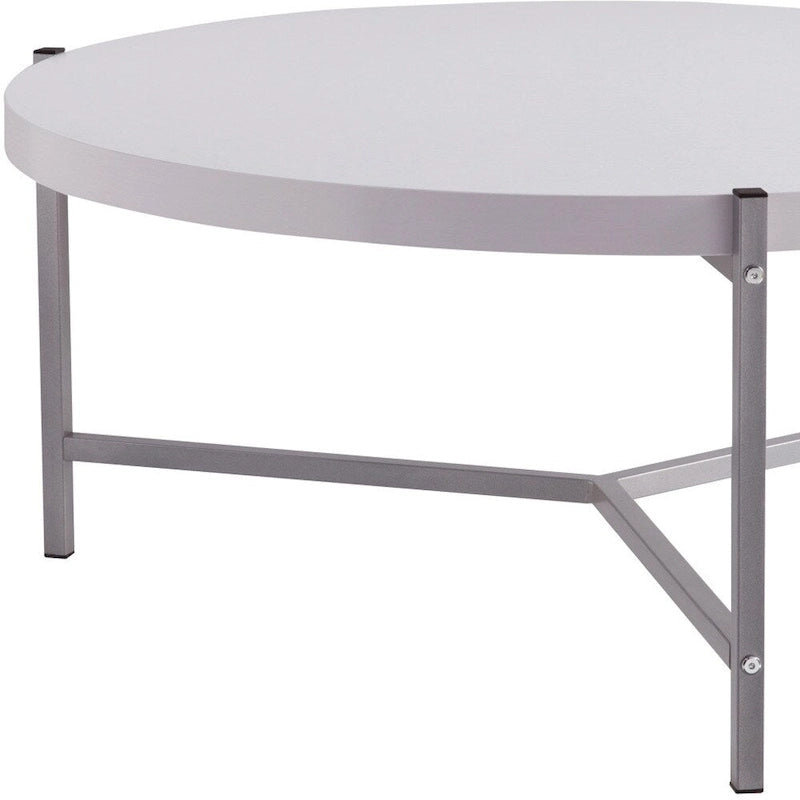 Table basse ronde moderne de 36,5 po avec plateau en bois et base élégante en acier inoxydable pour salon - 36,5L x 36,5W x 16,5H