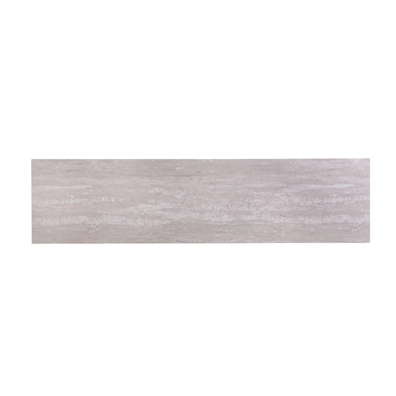 Console rectangulaire en fausse pierre couleur champagne avec base d'étagère dorée - 47,5 L x 12 l x 29,5 H