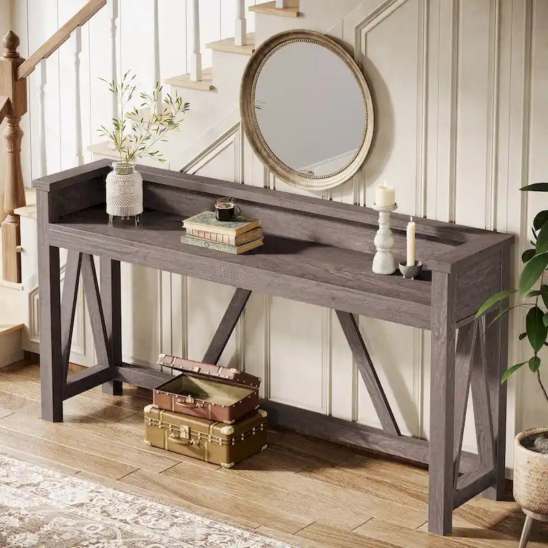 Table Console Rustique en Bois, 63 Pouces de Long