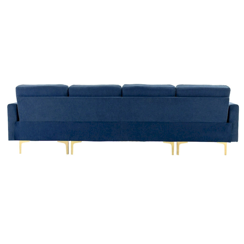 110.6 Aksamitna sofa narożna w kształcie litery L z ruchomym otomanem i kieszeniami do przechowywania