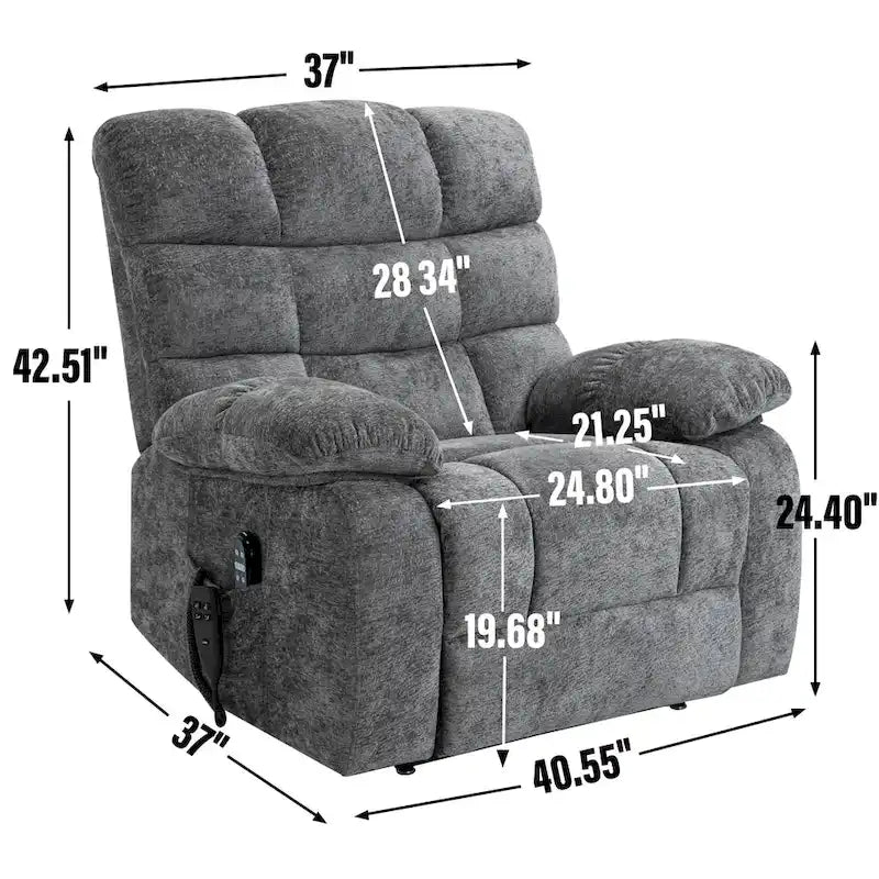 Fauteuil inclinable électrique double moteur avec massage et chaleur pour personnes âgées, grands fauteuils inclinables simples "Lazy Boy" avec télécommande