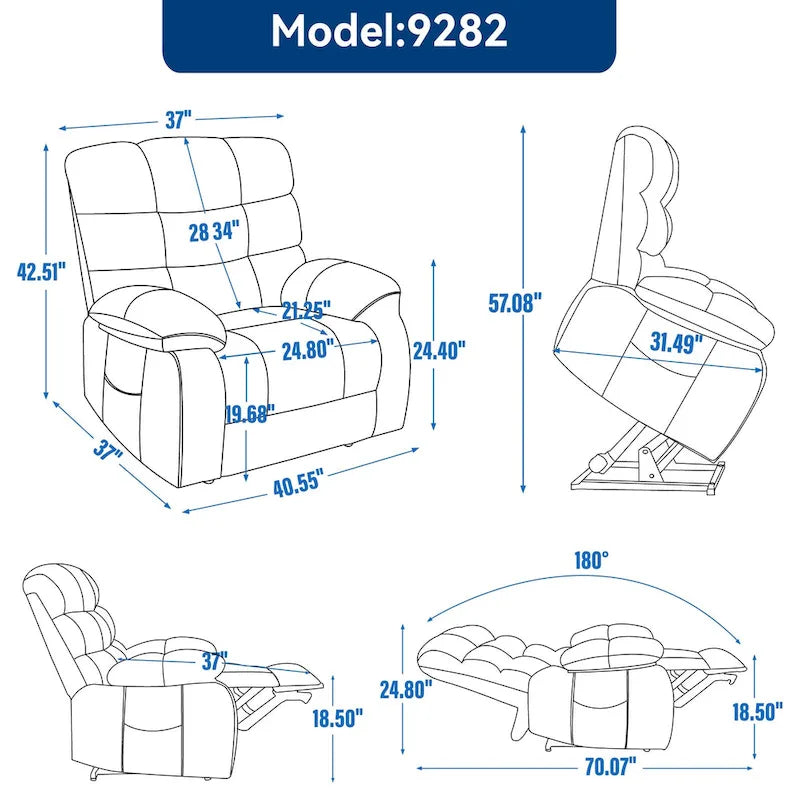 Fauteuil inclinable électrique double moteur avec massage et chaleur pour personnes âgées, grands fauteuils inclinables simples "Lazy Boy" avec télécommande
