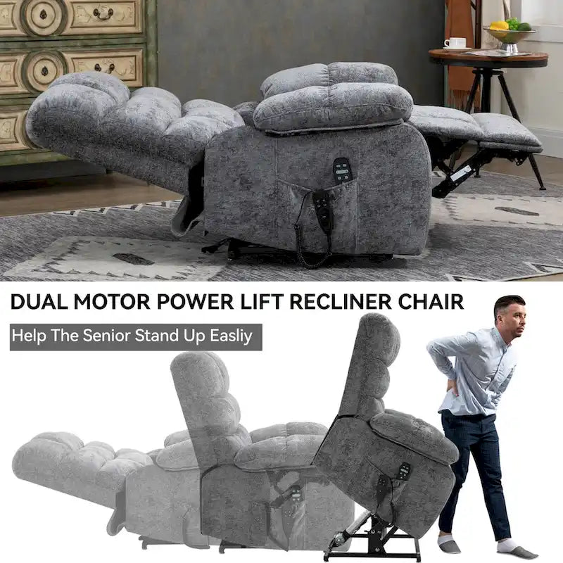 Fauteuil inclinable électrique double moteur avec massage et chaleur pour personnes âgées, grands fauteuils inclinables simples "Lazy Boy" avec télécommande