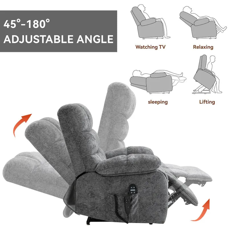 Fauteuil inclinable électrique double moteur avec massage et chaleur pour personnes âgées, grands fauteuils inclinables simples "Lazy Boy" avec télécommande