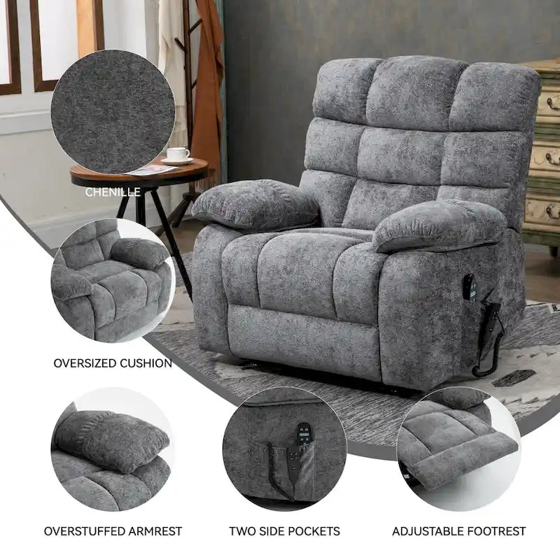 Fauteuil inclinable électrique double moteur avec massage et chaleur pour personnes âgées, grands fauteuils inclinables simples "Lazy Boy" avec télécommande