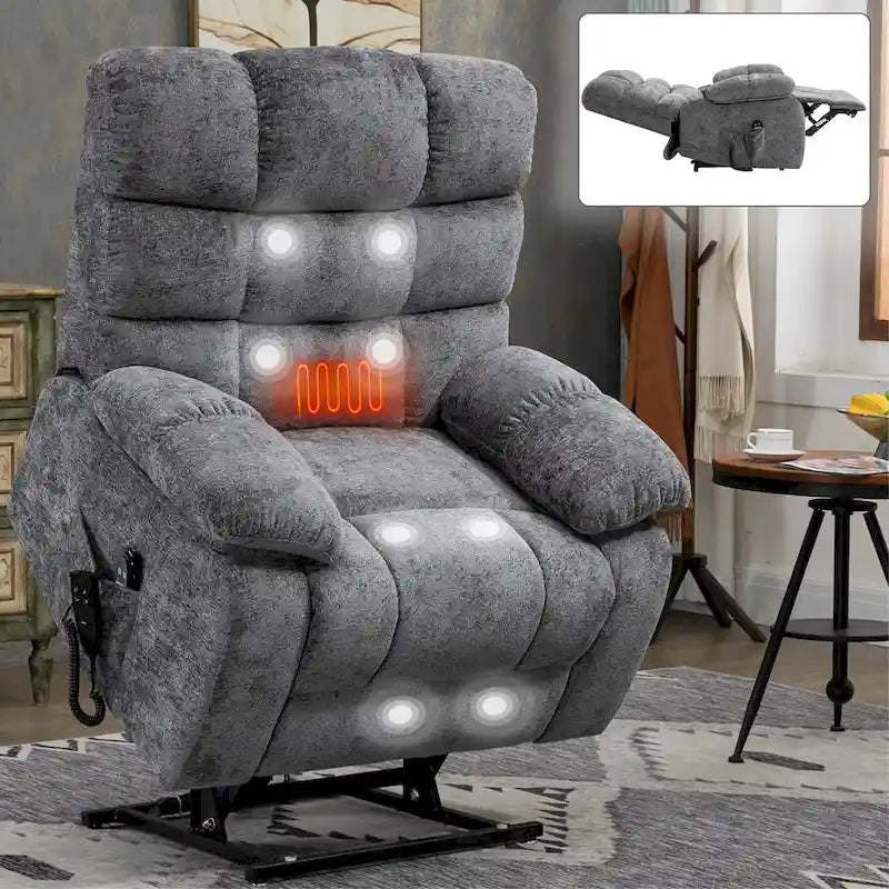 Fauteuil inclinable électrique double moteur avec massage et chaleur pour personnes âgées, grands fauteuils inclinables simples "Lazy Boy" avec télécommande