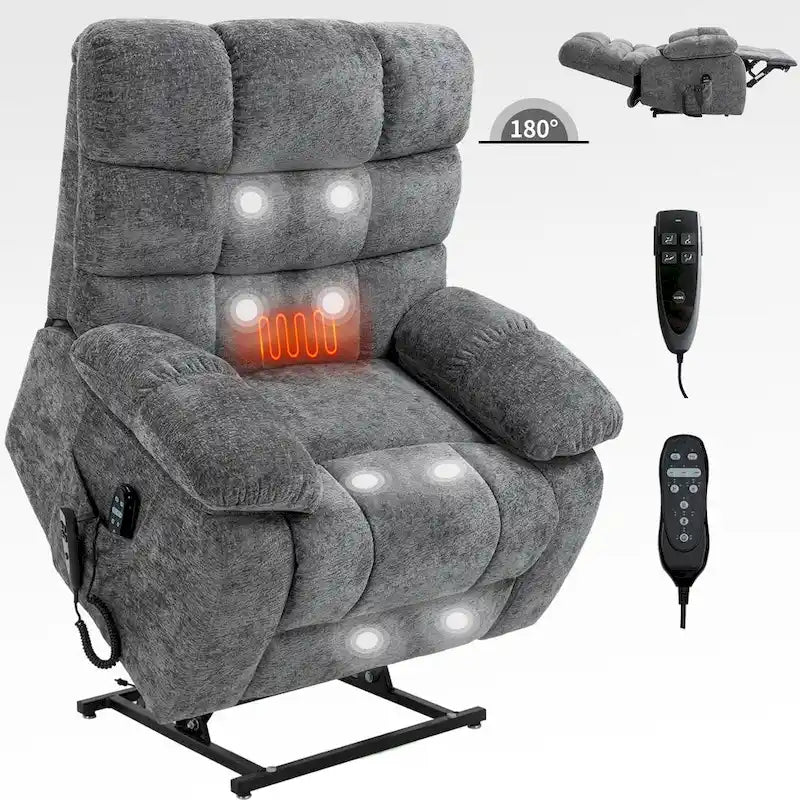 Fauteuil inclinable électrique double moteur avec massage et chaleur pour personnes âgées, grands fauteuils inclinables simples "Lazy Boy" avec télécommande
