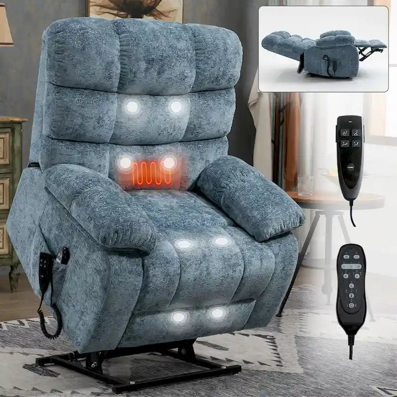 Fauteuil inclinable électrique double moteur avec massage et chaleur pour personnes âgées, grands fauteuils inclinables simples "Lazy Boy" avec télécommande