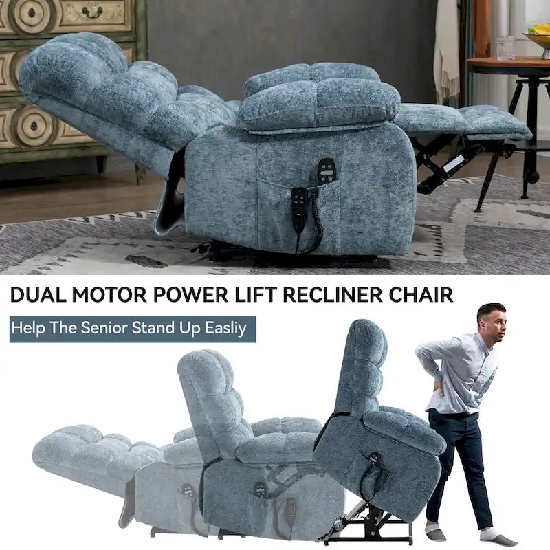 Fauteuil inclinable électrique double moteur avec massage et chaleur pour personnes âgées, grands fauteuils inclinables simples "Lazy Boy" avec télécommande
