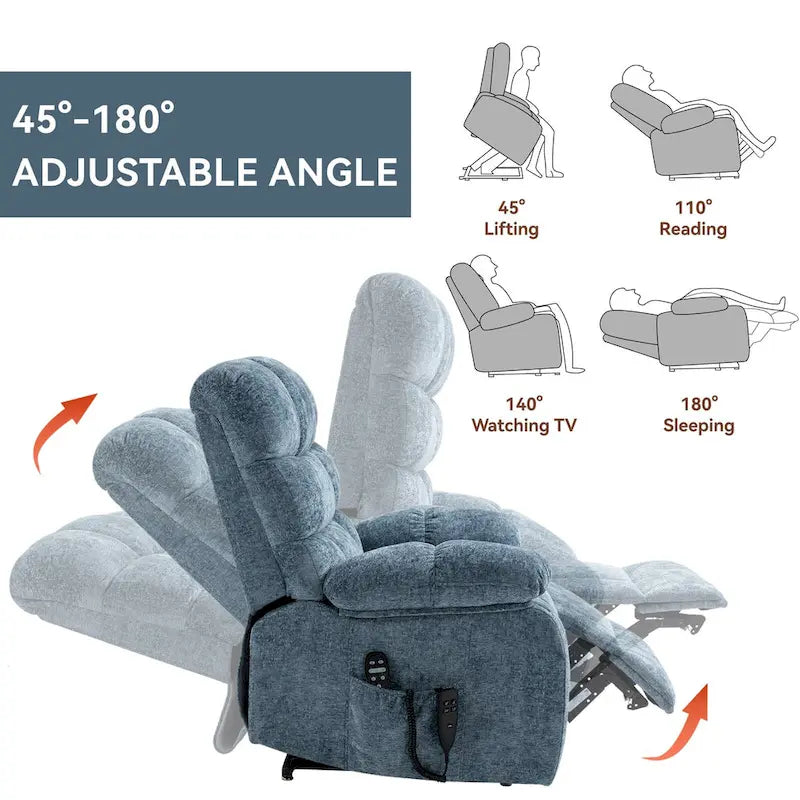 Fauteuil inclinable électrique double moteur avec massage et chaleur pour personnes âgées, grands fauteuils inclinables simples "Lazy Boy" avec télécommande
