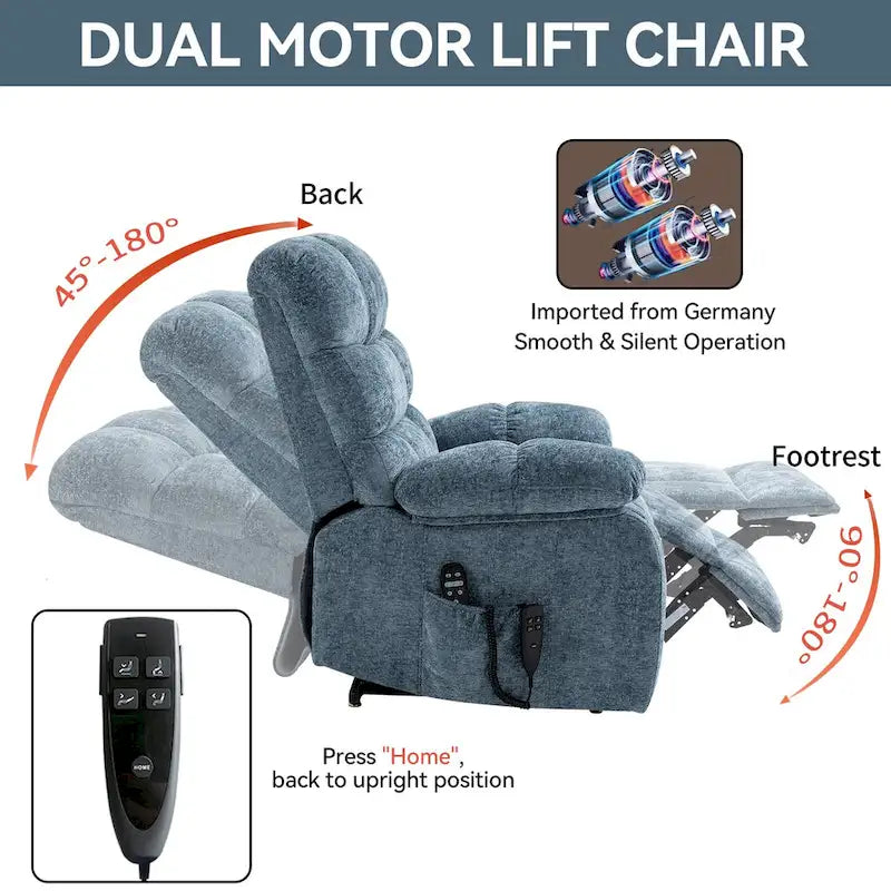 Fauteuil inclinable électrique double moteur avec massage et chaleur pour personnes âgées, grands fauteuils inclinables simples "Lazy Boy" avec télécommande