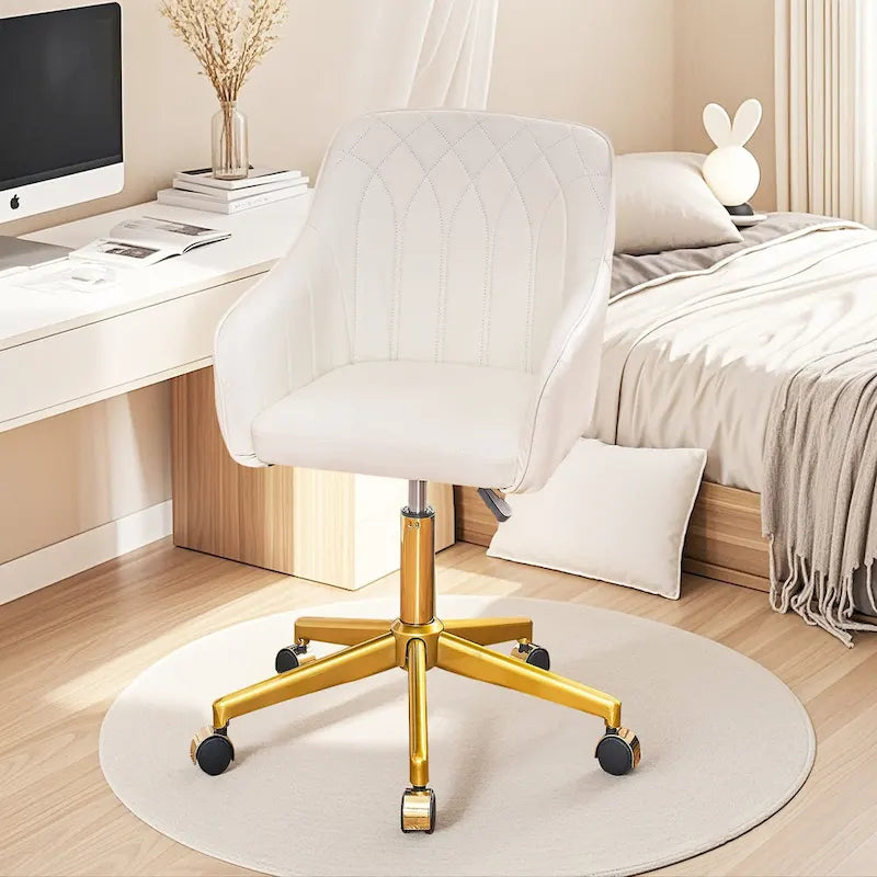 VECELO Chaises de bureau modernes réglables en hauteur, pivotantes à 360° avec base en métal