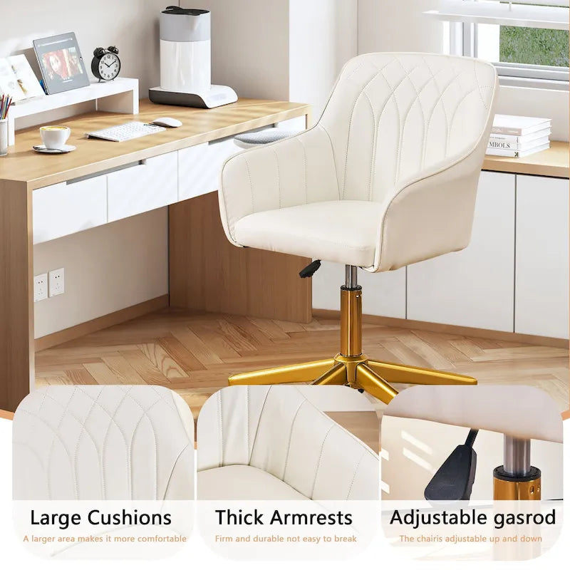 VECELO Chaises de bureau modernes réglables en hauteur, pivotantes à 360° avec base en métal