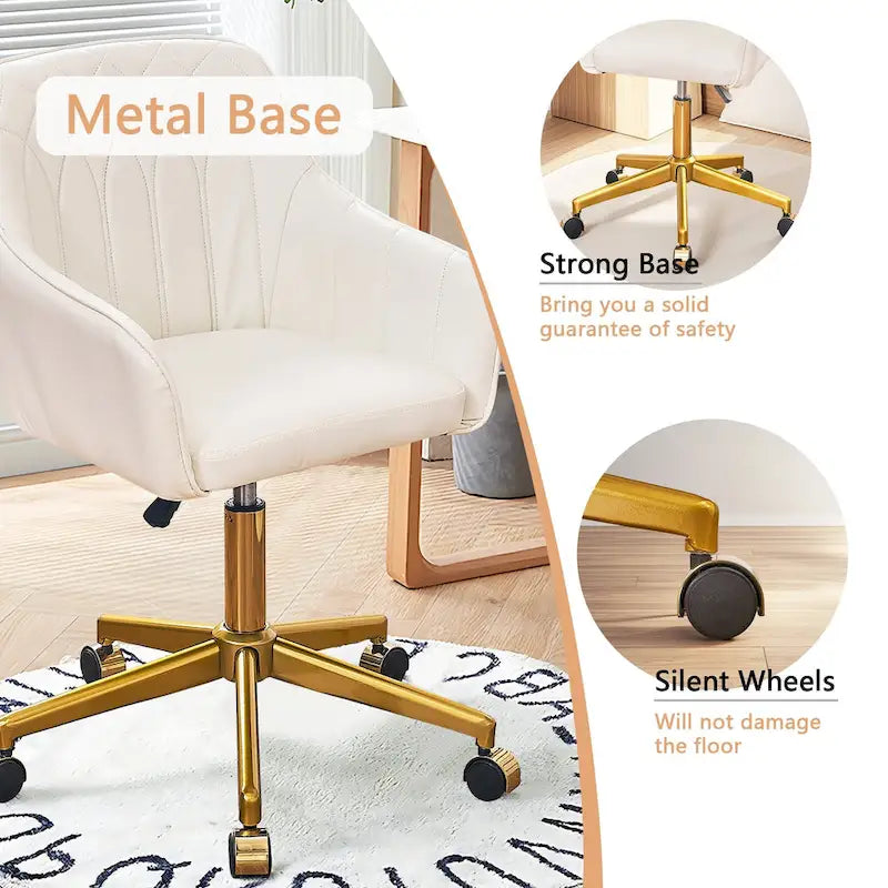 VECELO Chaises de bureau modernes réglables en hauteur, pivotantes à 360° avec base en métal