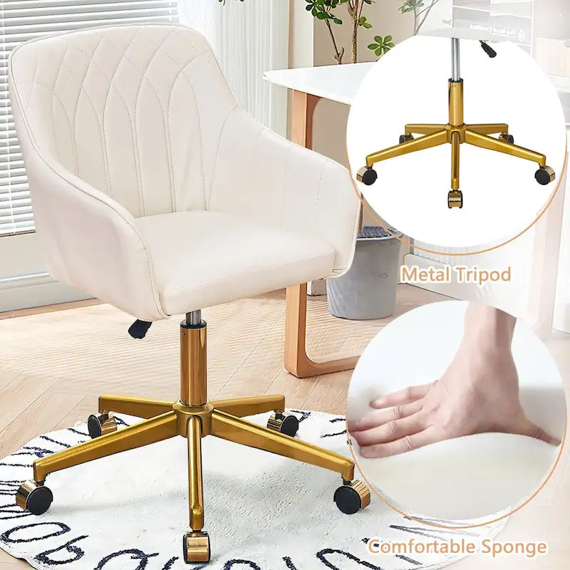 VECELO Chaises de bureau modernes réglables en hauteur, pivotantes à 360° avec base en métal