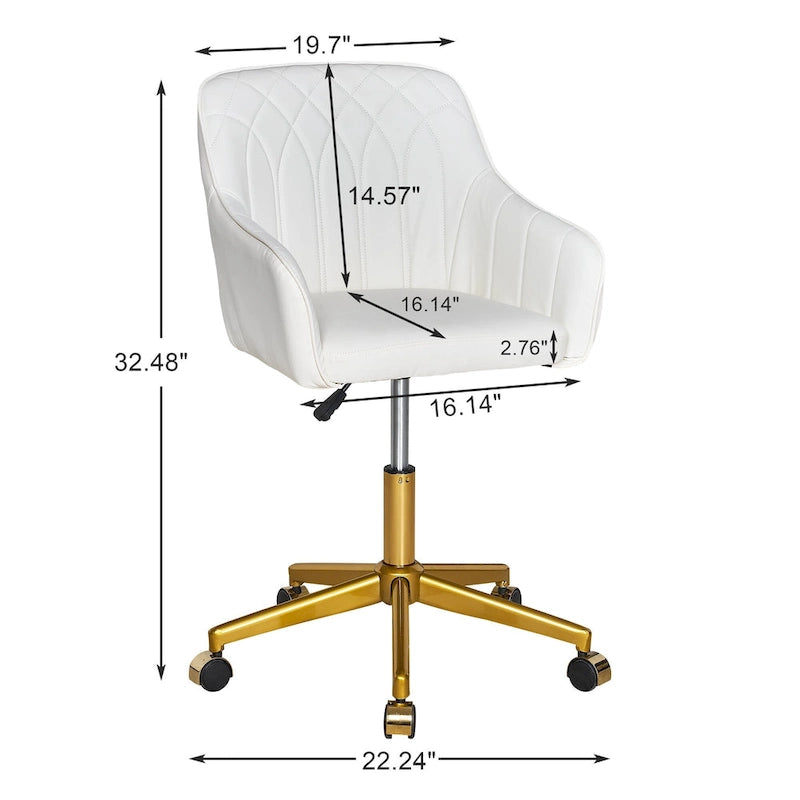 VECELO Chaises de bureau modernes réglables en hauteur, pivotantes à 360° avec base en métal
