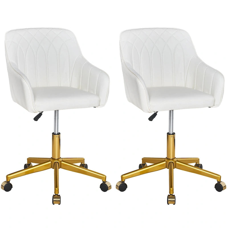 VECELO Chaises de bureau modernes réglables en hauteur, pivotantes à 360° avec base en métal