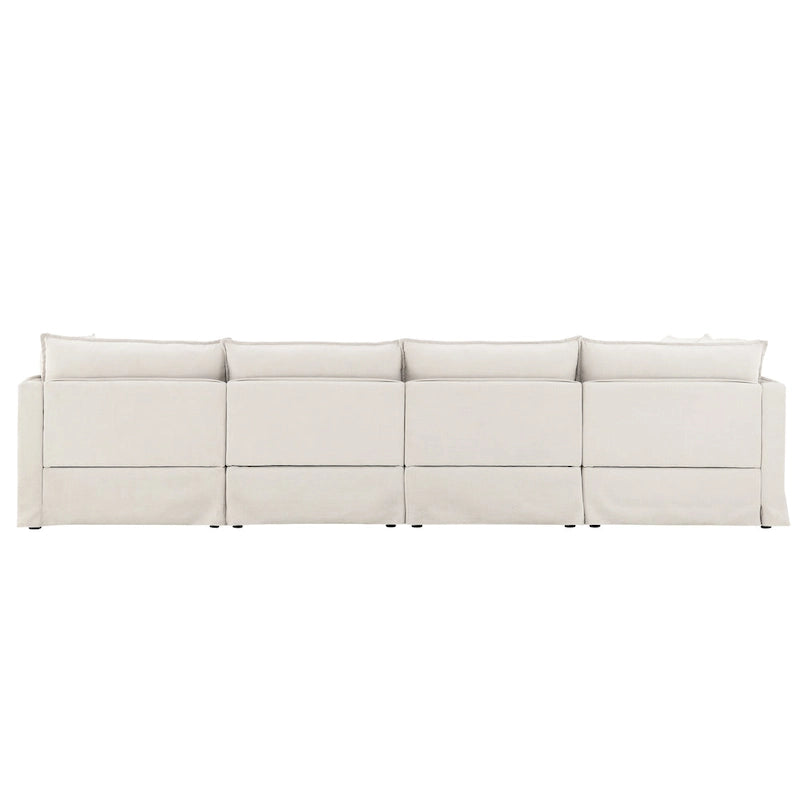 Sofa modułowa szenilowa w kształcie litery L z ruchomym pufem