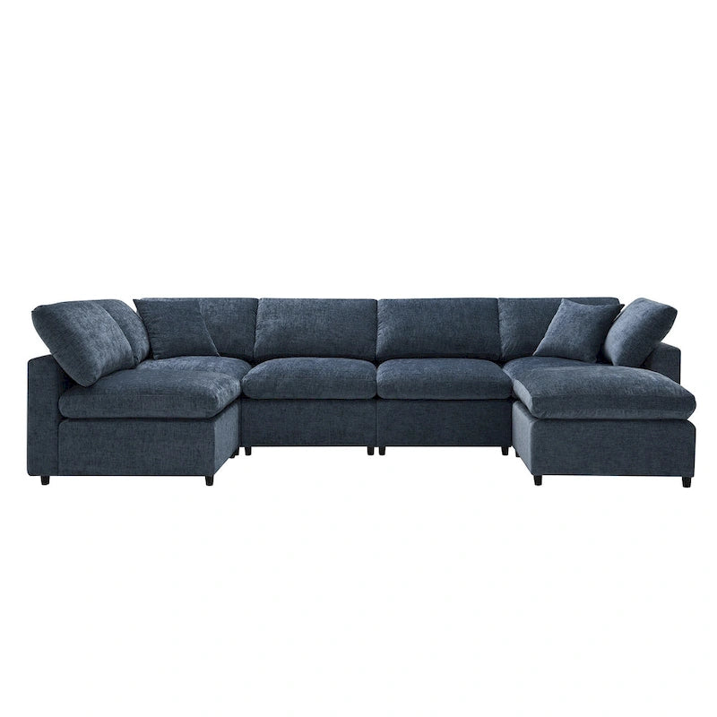 Modułowa sofa chmurowa w kształcie litery U z otomaną, rozkładana sofa z funkcją spania