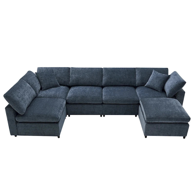 Modułowa sofa chmurowa w kształcie litery U z otomaną, rozkładana sofa z funkcją spania