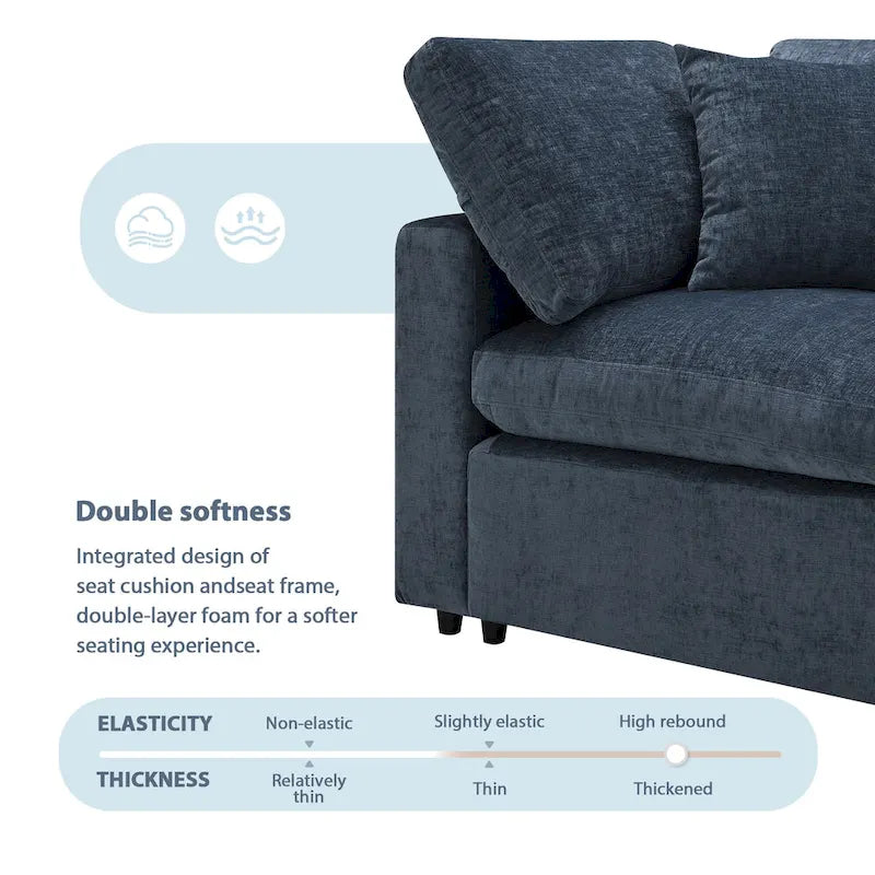 Modułowa sofa chmurowa w kształcie litery U z otomaną, rozkładana sofa z funkcją spania