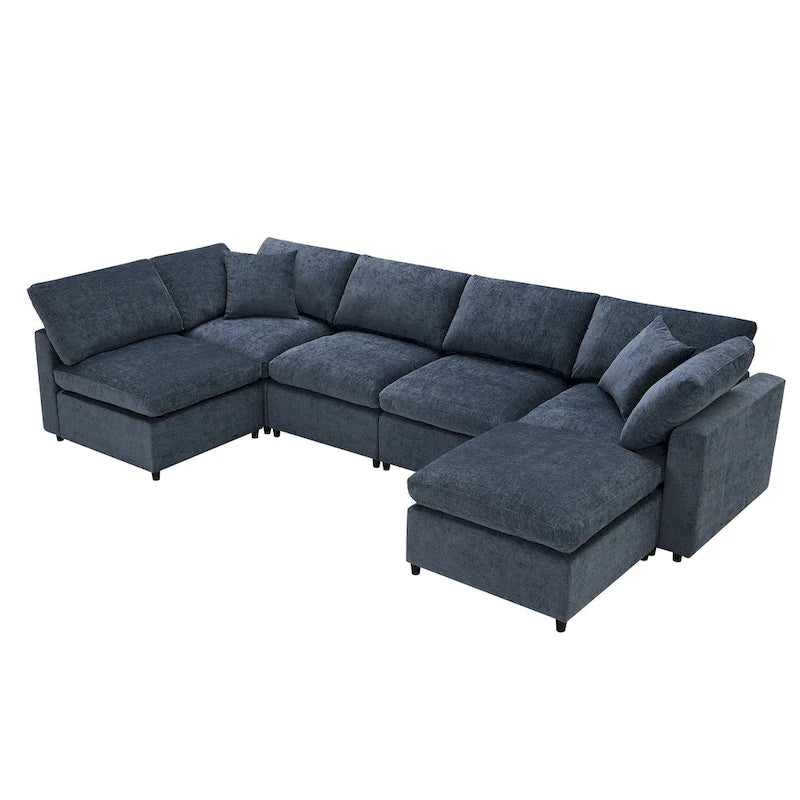 Modułowa sofa chmurowa w kształcie litery U z otomaną, rozkładana sofa z funkcją spania