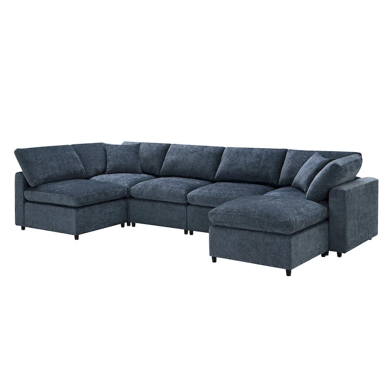 Modułowa sofa chmurowa w kształcie litery U z otomaną, rozkładana sofa z funkcją spania